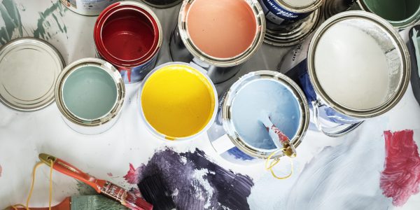 Closeup of house painting renovation
